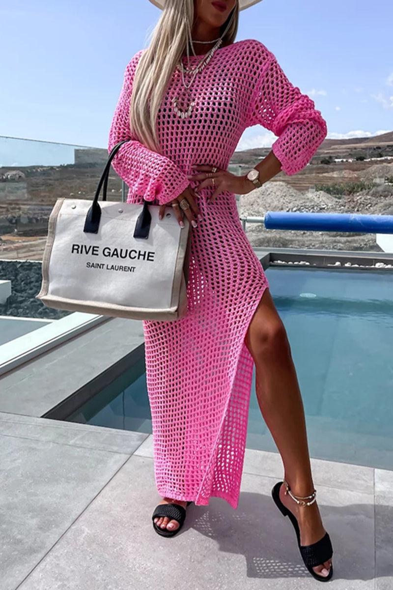 Traje de baño sexy de vacaciones, liso, con abertura y hueco (5 colores)