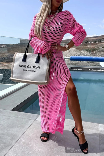 Traje de baño sexy de vacaciones, liso, con abertura y hueco (5 colores)