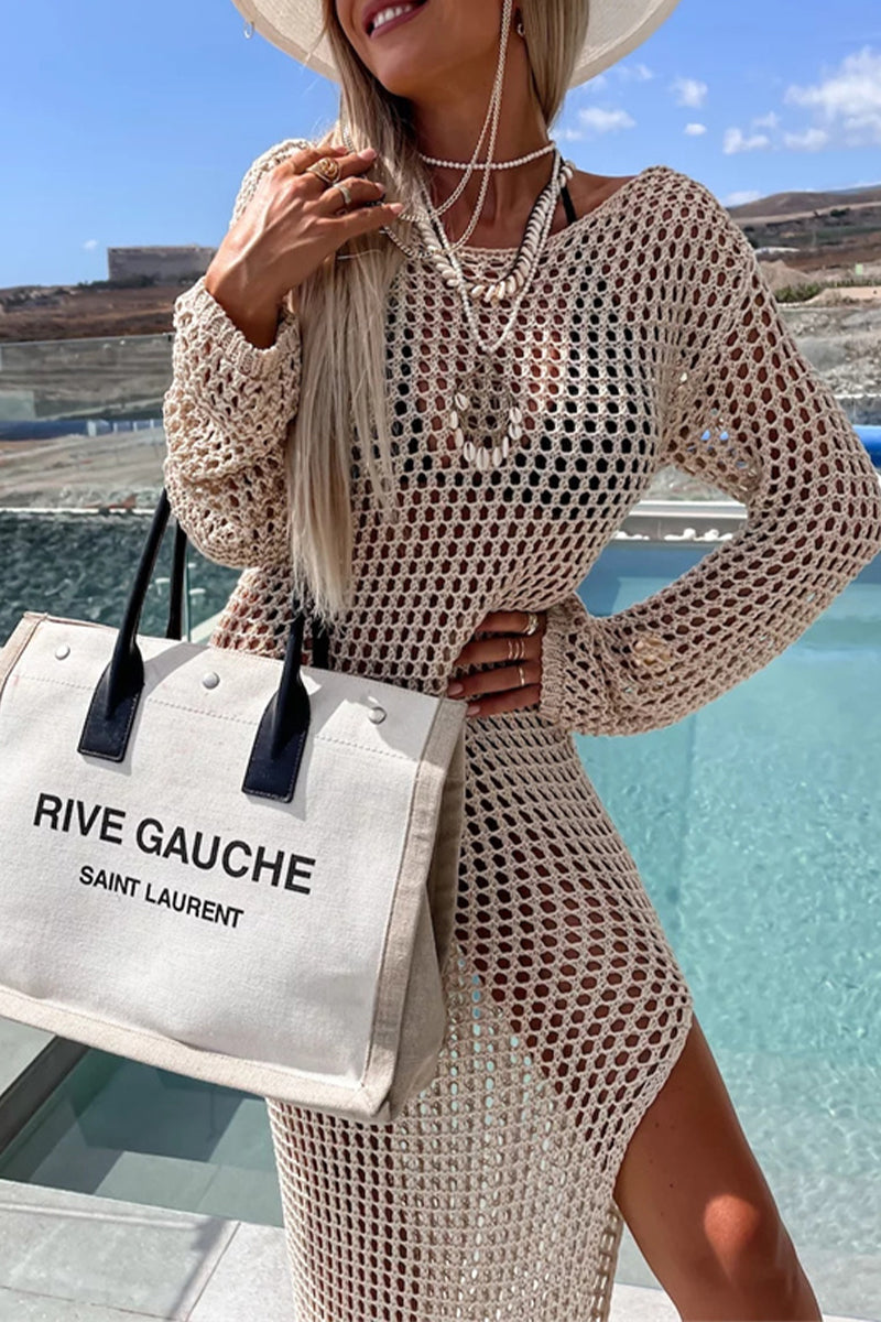 Traje de baño sexy de vacaciones, liso, con abertura y hueco (5 colores)