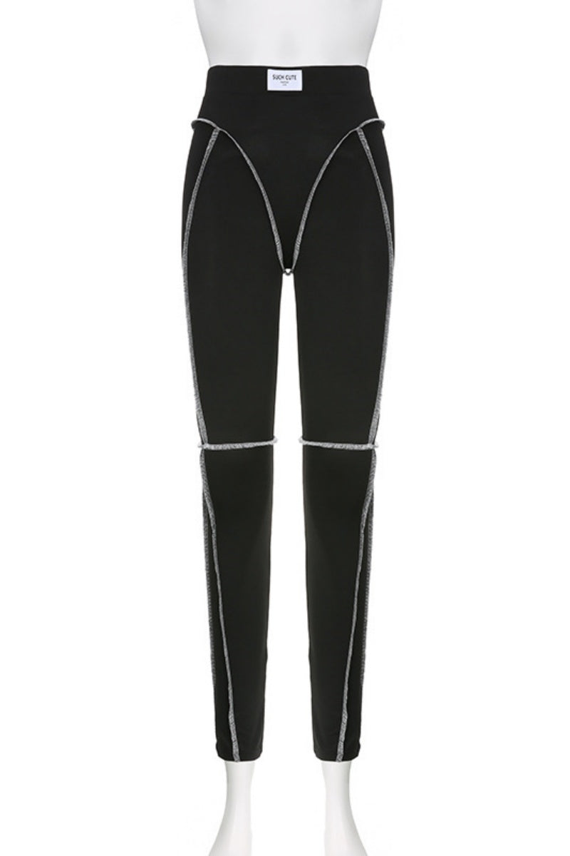 Casual Sportswear Solid Patchwork Skinny High Waist Pencil Solid Color Trousers
