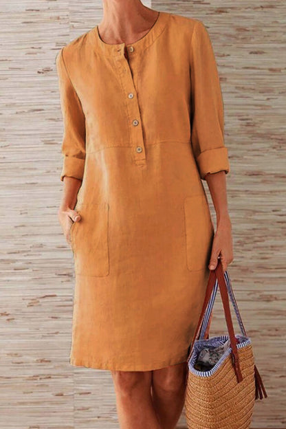 Vestidos de moda urbana, lisos, con cuello redondo y corte A (10 colores)