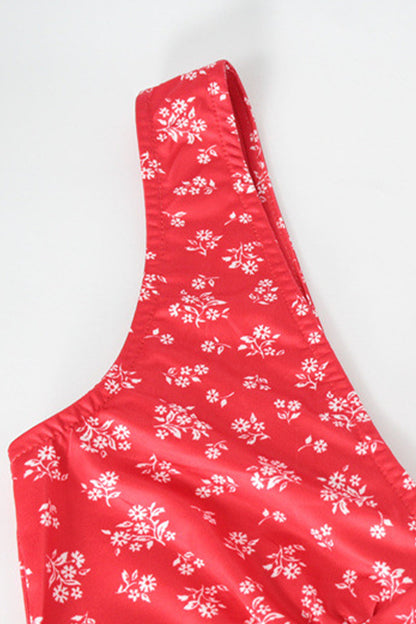 Vestidos sexis de falda de un solo paso con cuello en V y patchwork floral