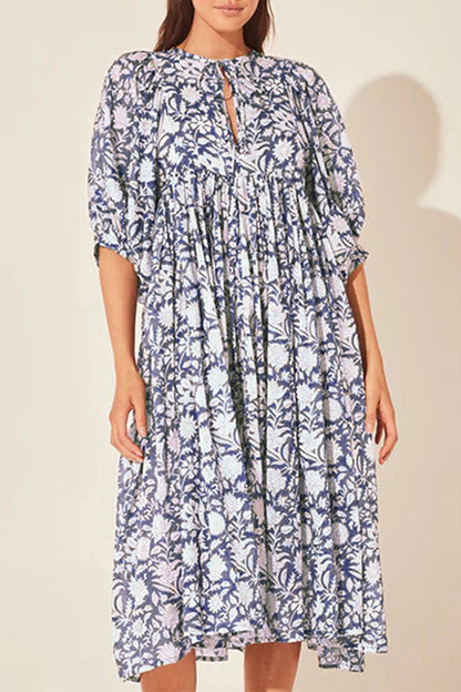 Vestido playero informal con cuello en V y estampado de camuflaje de patchwork para vacaciones