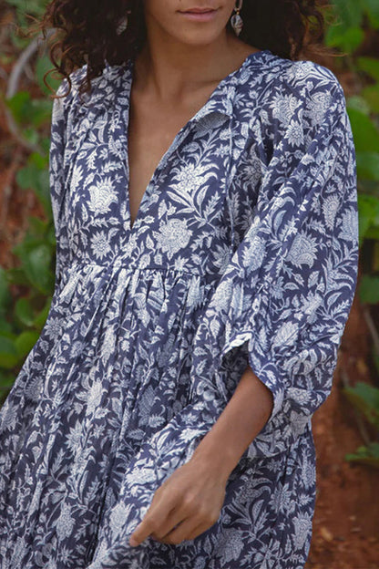 Vestido playero informal con cuello en V y estampado de camuflaje de patchwork para vacaciones