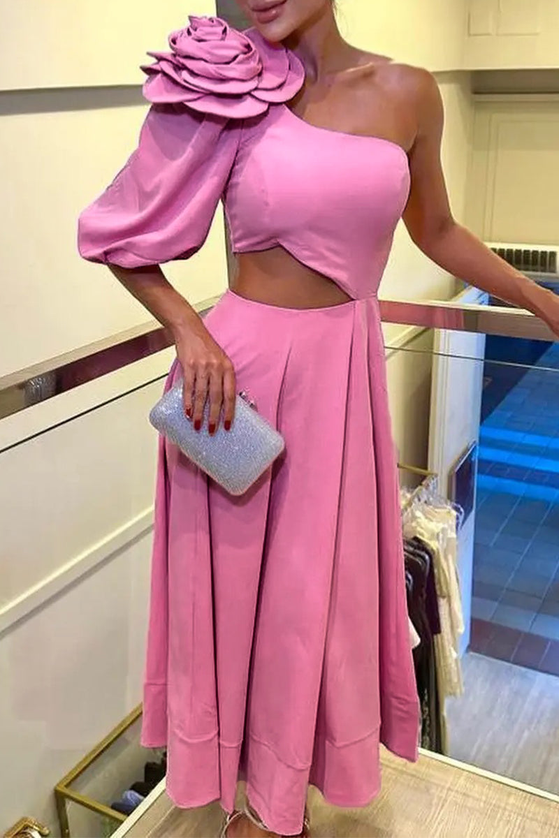 Vestidos de princesa elegantes con cuello oblicuo y apliques sólidos de celebridades