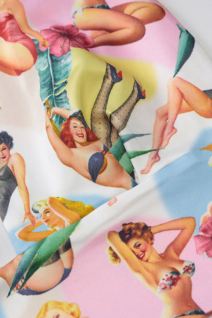 Tops halter con vendaje y estampado de personajes de vacaciones sexys