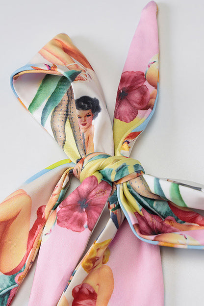 Tops halter con vendaje y estampado de personajes de vacaciones sexys