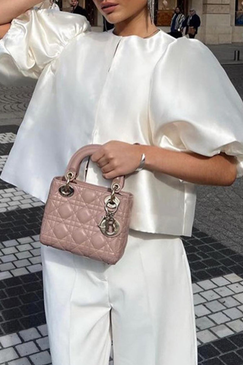 Celebridades Elegantes Tops Sólidos con Cuello Redondo