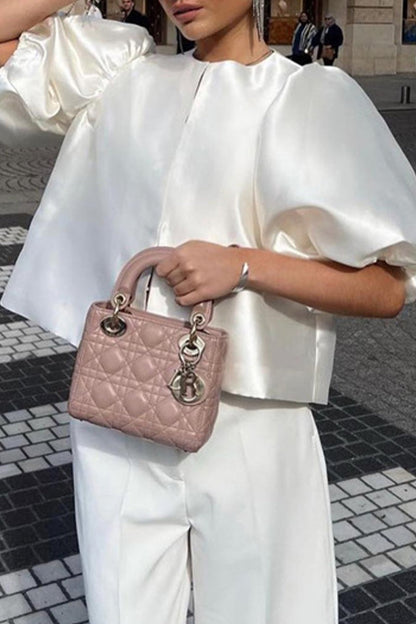 Celebridades Elegantes Tops Sólidos con Cuello Redondo