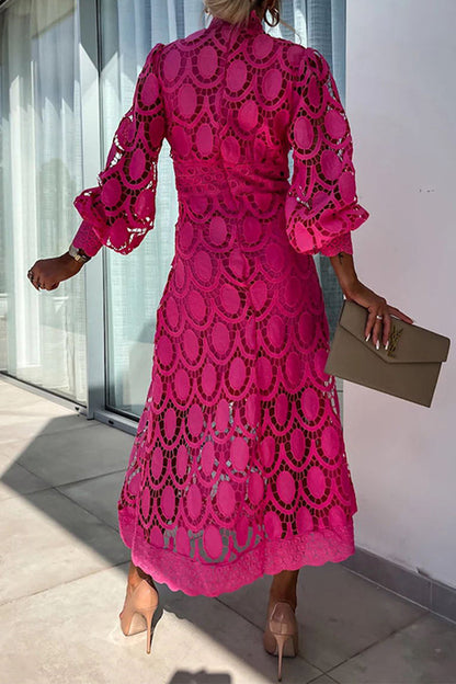 Vestidos elegantes de celebridades con falda de cuello alto, de cintura media y ahuecada (4 colores)