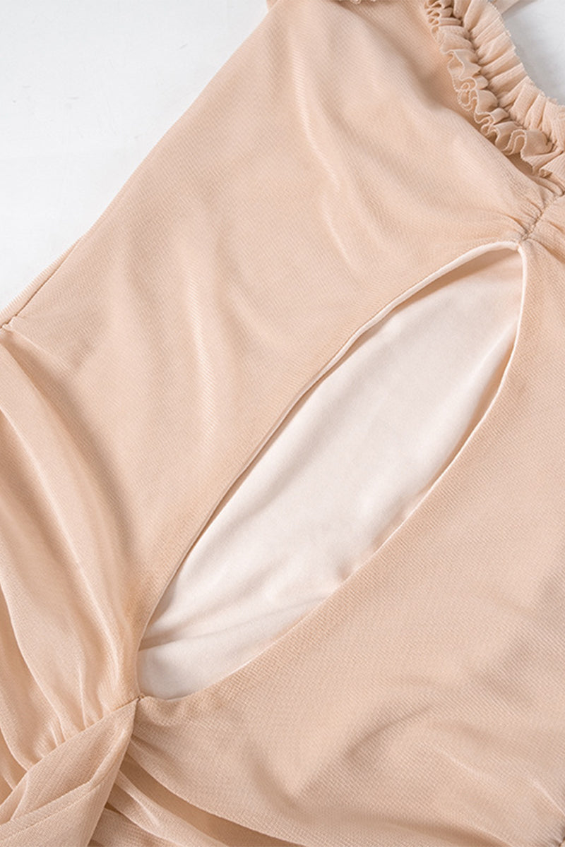 Vestidos irregulares sexis de malla con volantes, ahuecados y sin tirantes