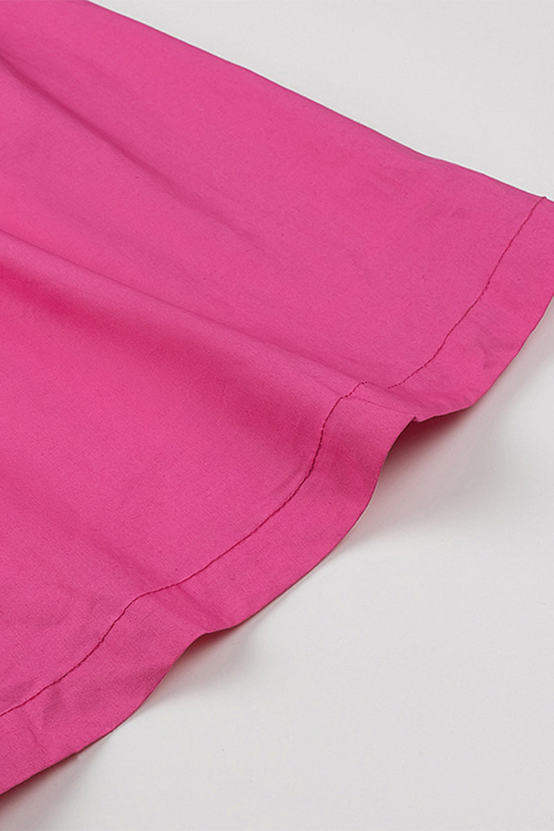 Vestidos casuales de patchwork liso con lazo en contraste y escote en V