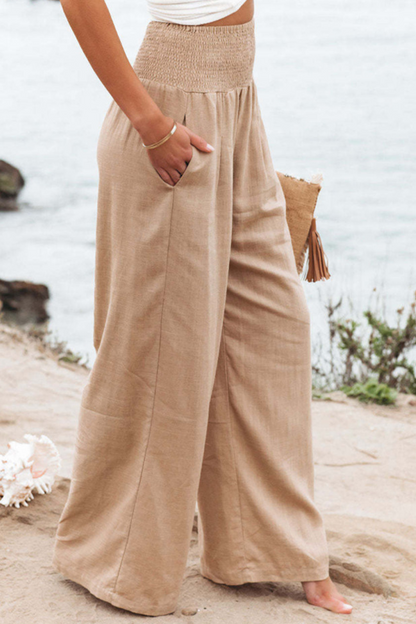 Pantalones casuales de cintura alta, rectos, de color liso (8 colores)