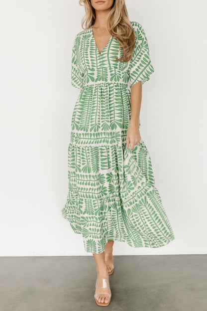 Vestidos estampados de rayas con cuello en V y patchwork para vacaciones vintage