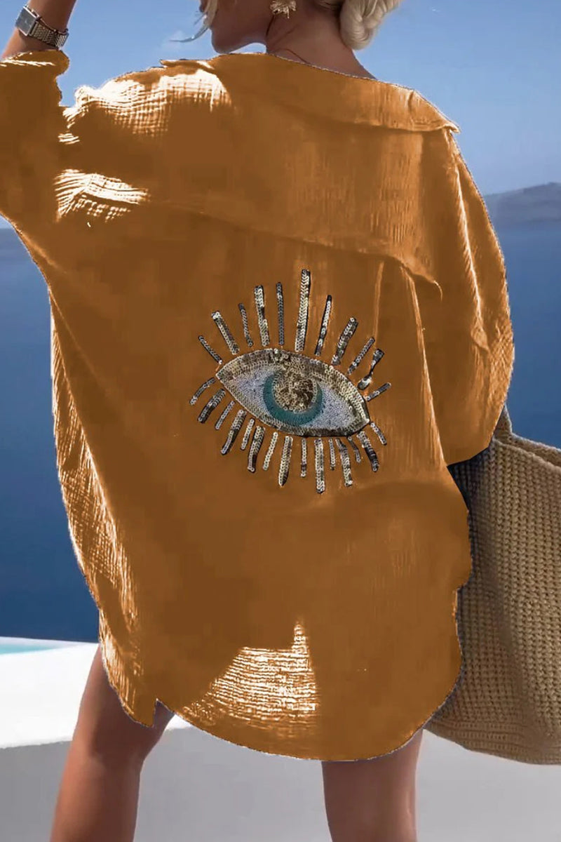 Blusas casuales con cuello vuelto y estampado de patchwork (8 colores)