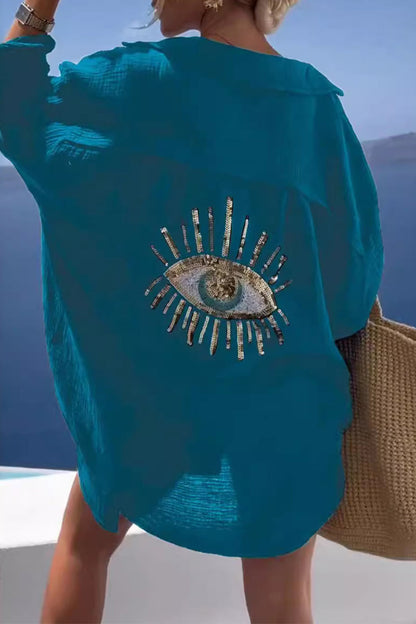 Blusas casuales con cuello vuelto y estampado de patchwork (8 colores)