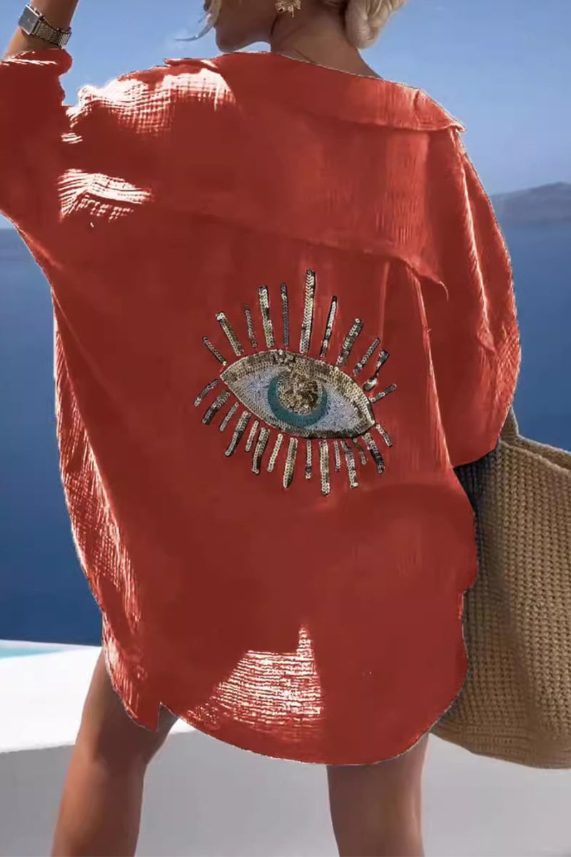 Blusas casuales con cuello vuelto y estampado de patchwork (8 colores)