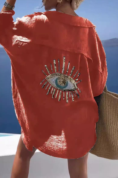 Blusas casuales con cuello vuelto y estampado de patchwork (8 colores)