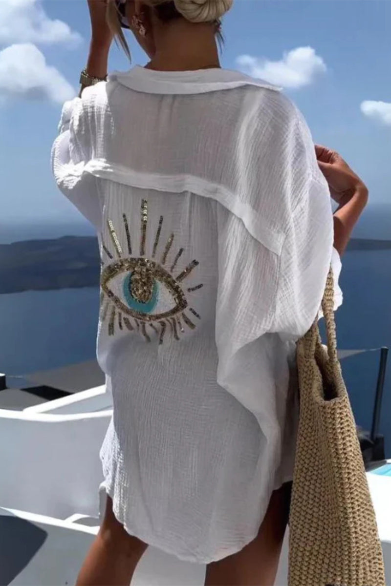 Blusas casuales con cuello vuelto y estampado de patchwork (8 colores)