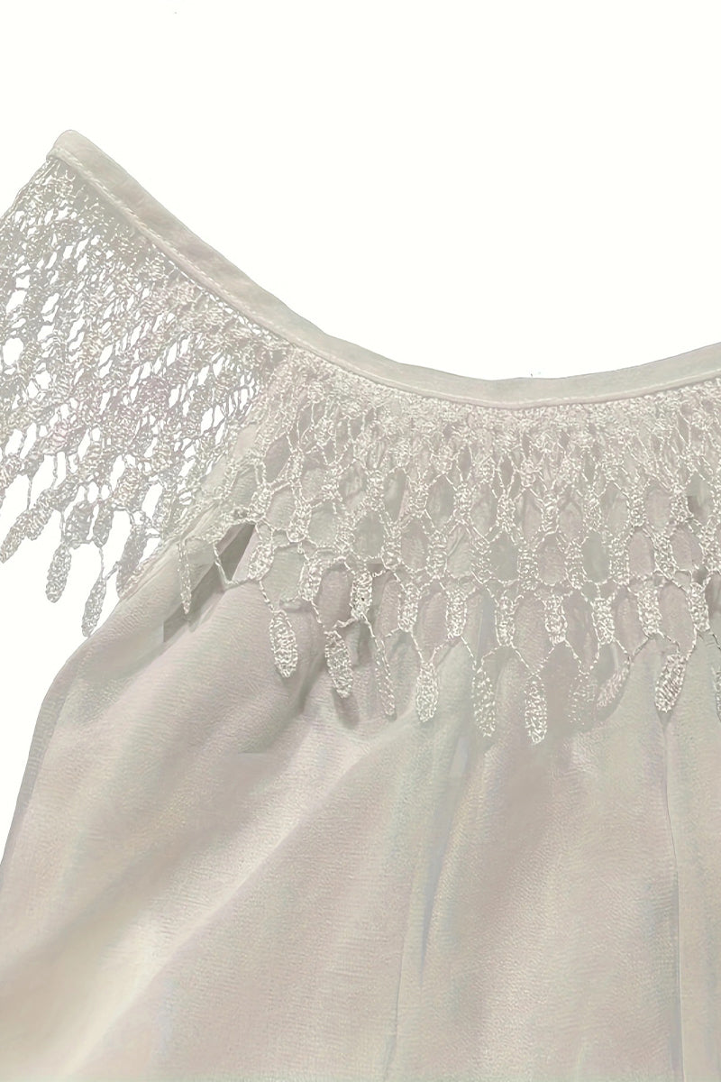 Vestidos casuales sencillos con borlas lisas y cuello en U sin mangas