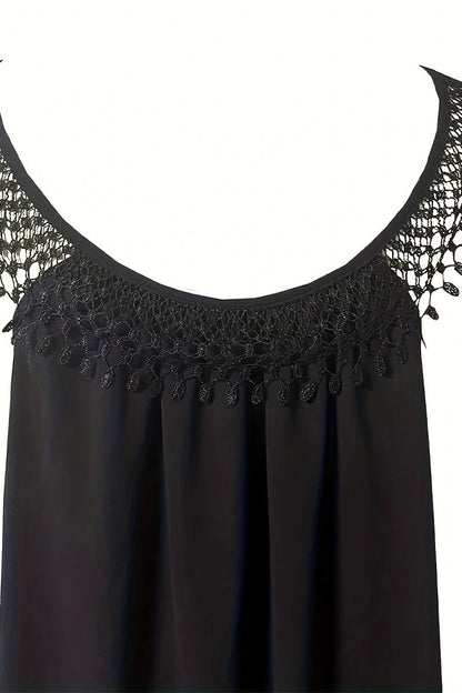 Vestidos casuales sencillos con borlas lisas y cuello en U sin mangas