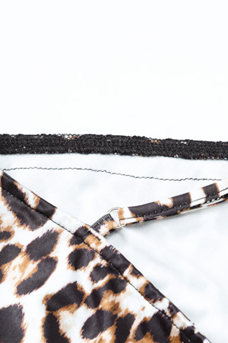 Vestidos sexis vintage de leopardo con espalda descubierta y escote en V, falda de un solo paso