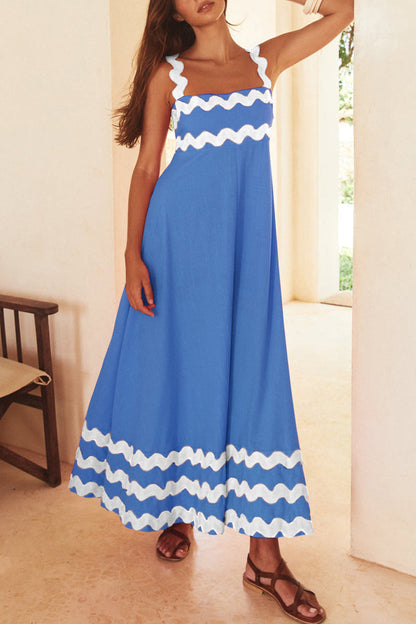 Vestidos casuales con tirantes y patchwork ondulado en contraste (7 colores)