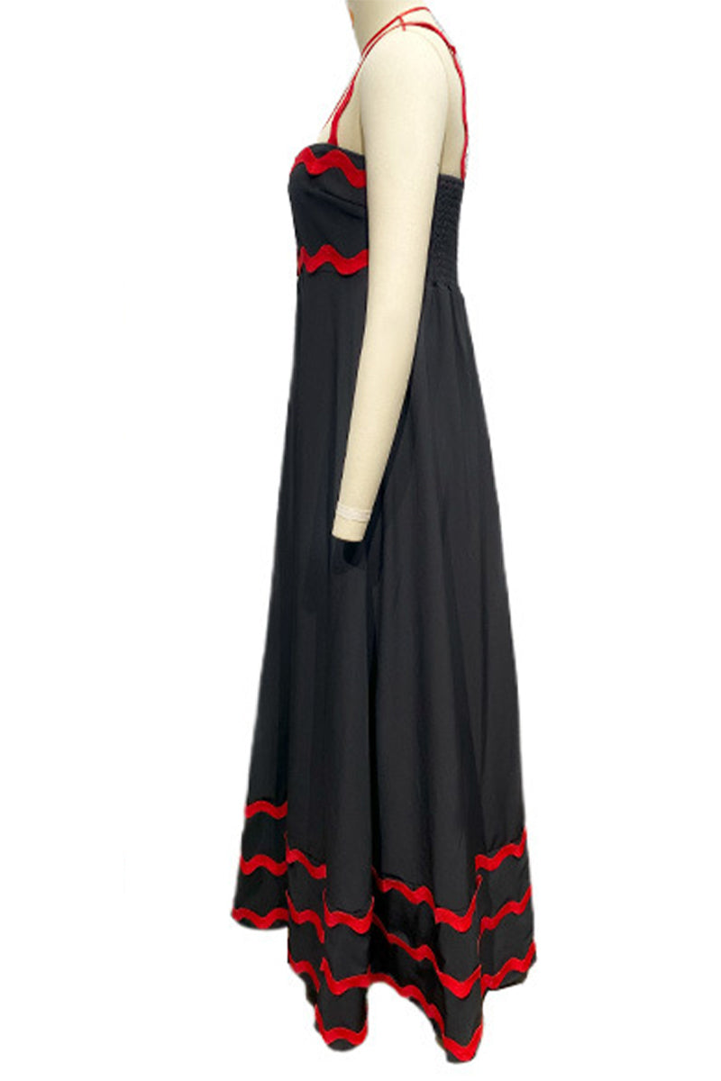 Vestidos casuales con tirantes y patchwork ondulado en contraste (7 colores)