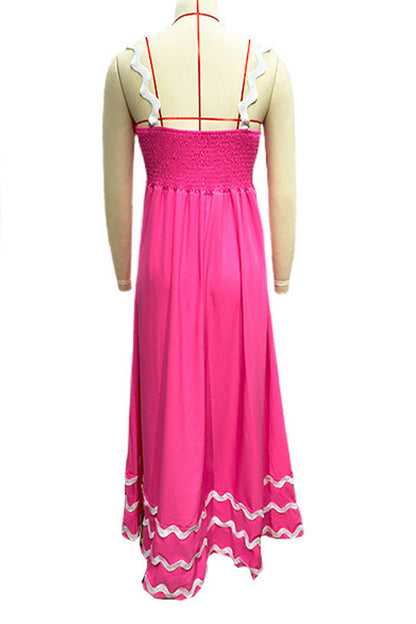 Vestidos casuales con tirantes y patchwork ondulado en contraste (7 colores)