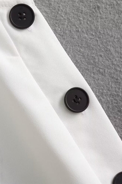 Vestidos casuales sencillos con botones lisos, aberturas y cuello redondo sin mangas