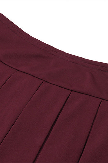 Celebridades sexys, vestido de dos piezas con hombros descubiertos, plisado y hebilla sólida