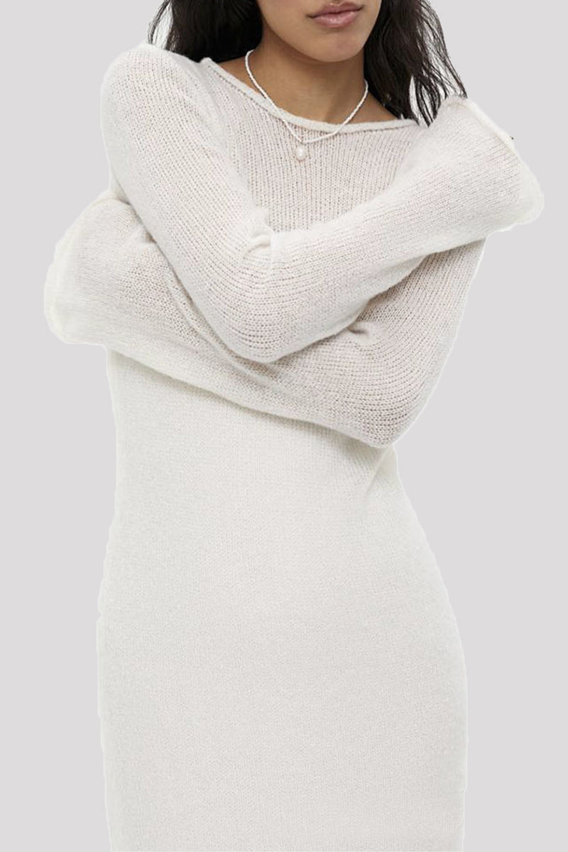 Conjunto informal de dos piezas con cuello redondo, manga larga, liso y ahuecado (3 colores)