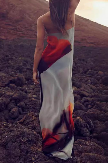 Vestidos sexis con estampado de flores y patchwork, transparentes, con cuello cuadrado y tirantes