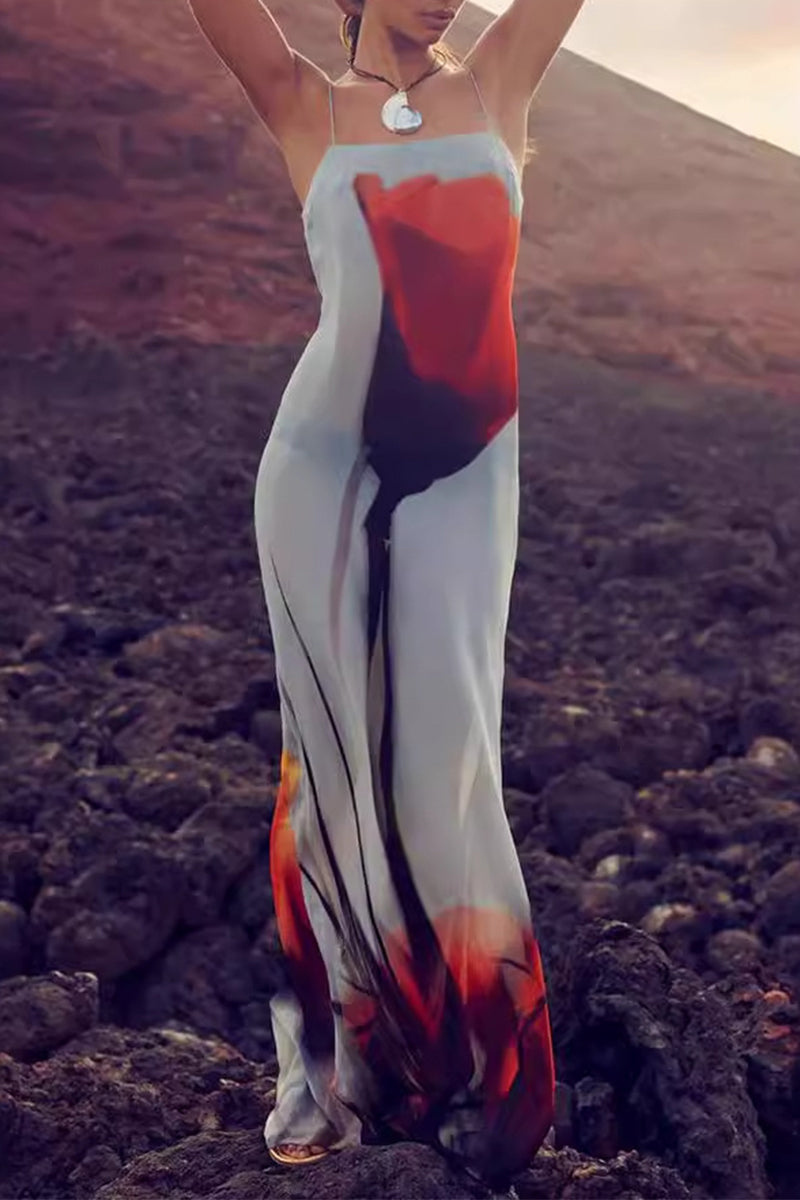 Vestidos sexis con estampado de flores y patchwork, transparentes, con cuello cuadrado y tirantes