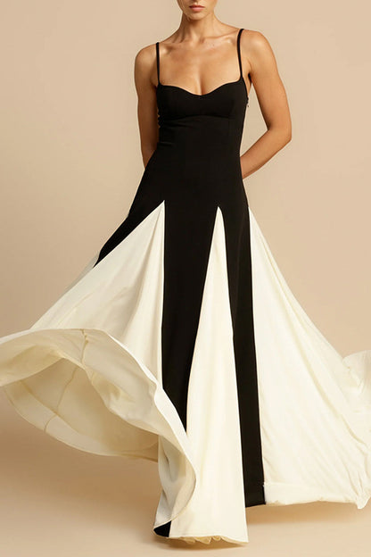 Vestidos sexys con escote en V y tirantes en contraste sólido