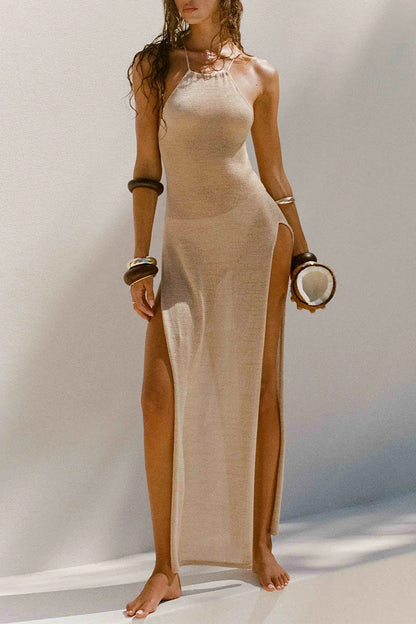 Traje de baño sexy de vacaciones, liso, sin espalda, con diseño de tirantes (4 colores)