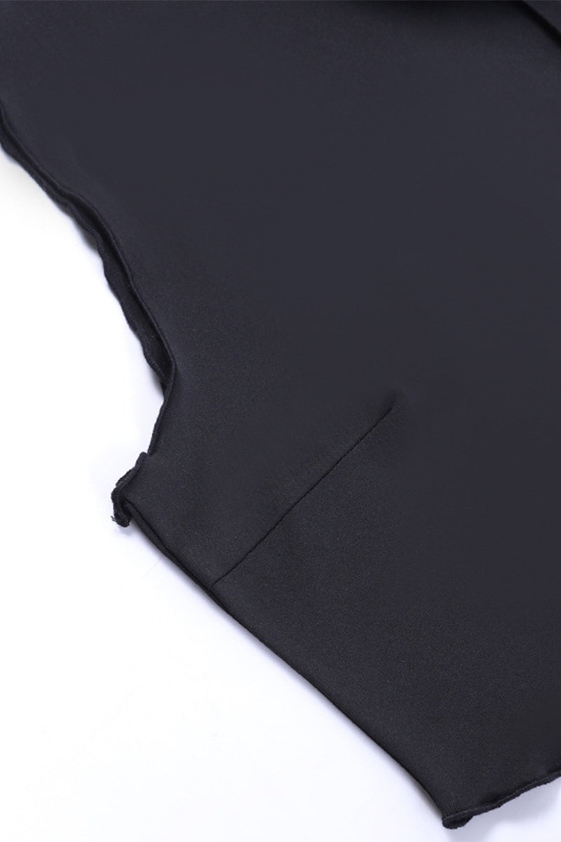 Conjunto de dos piezas sin mangas con cuello de orillo, borlas y flores lisas y sexy (3 colores)