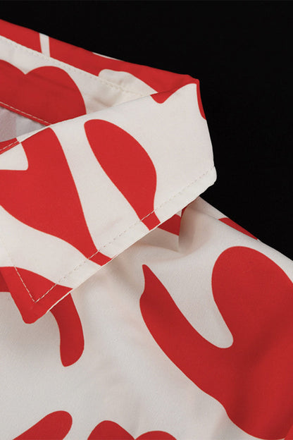 Conjunto informal de dos piezas con cuello vuelto, manga larga y patchwork floral