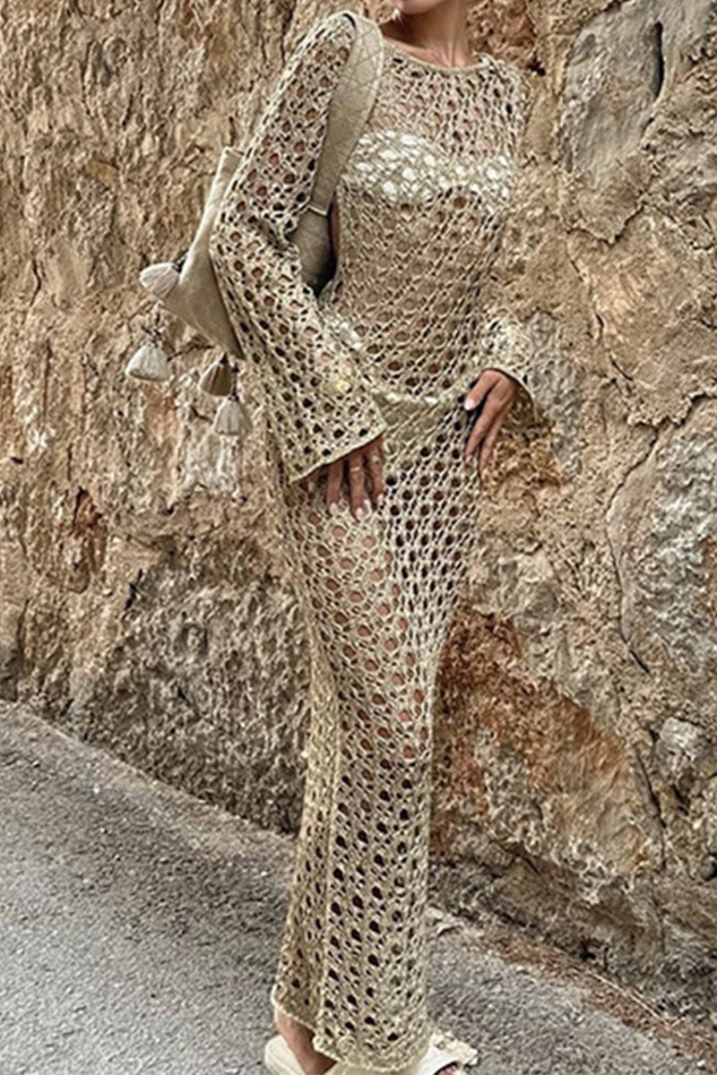 Traje de baño sexy de vacaciones sólido ahuecado sin espalda