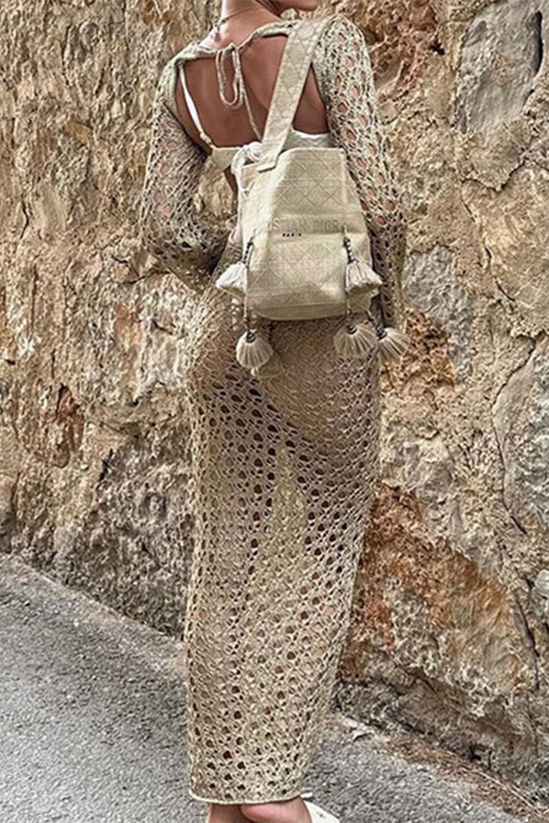 Traje de baño sexy de vacaciones sólido ahuecado sin espalda