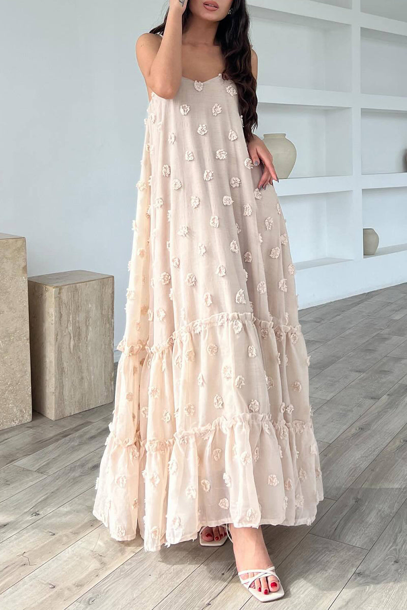 Elegante vestido de tirantes con cuello cuadrado y flores lisas (4 colores)