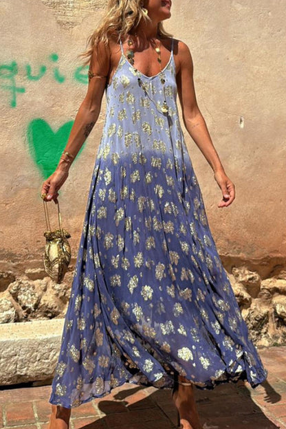 Vestidos sexys con escote en V y estampado degradado en contraste