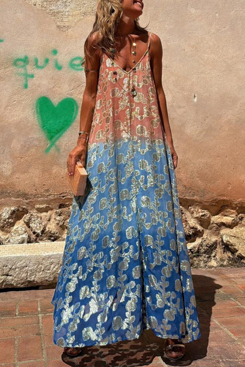 Vestidos sexys con escote en V y estampado degradado en contraste (3 colores)