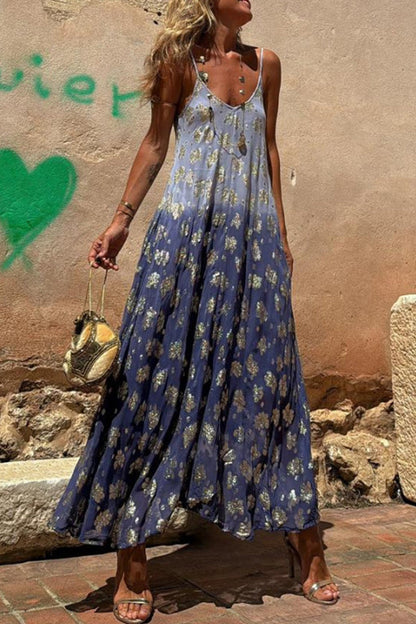 Vestidos sexys con escote en V y estampado degradado en contraste