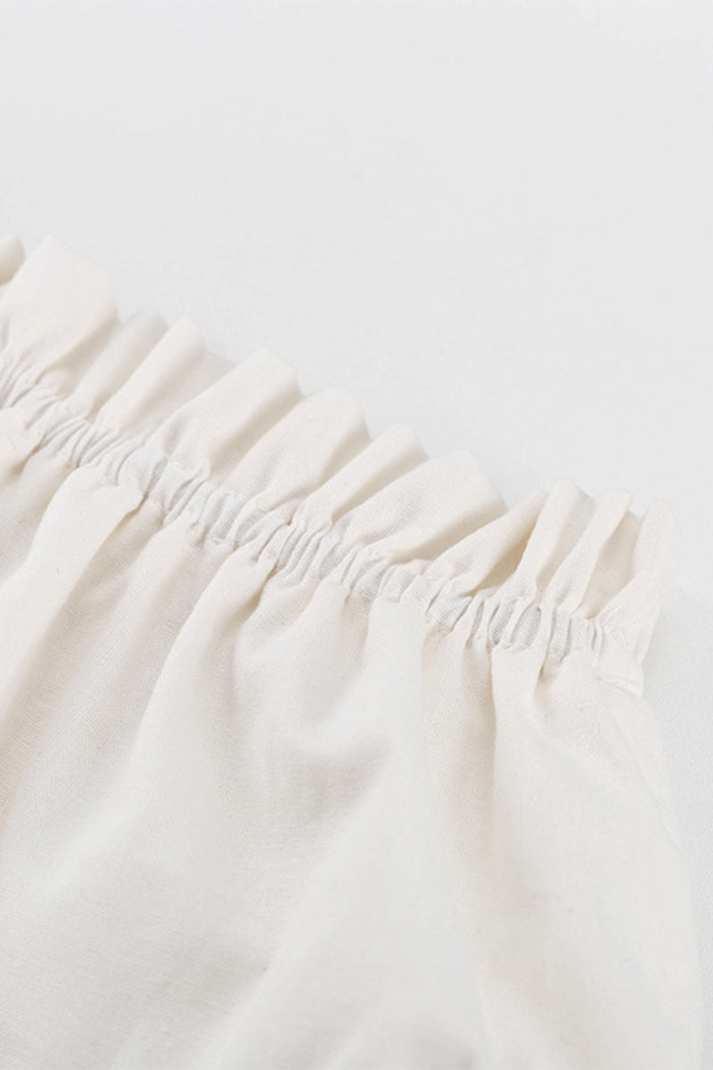 Conjunto de dos piezas sexy de manga larga con cuello cuadrado y pliegues de frenillo liso