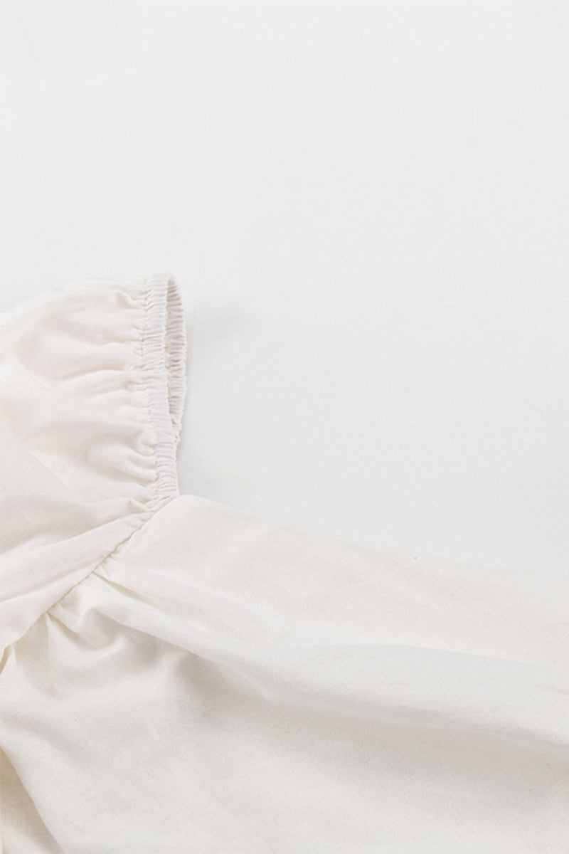 Conjunto de dos piezas sexy de manga larga con cuello cuadrado y pliegues de frenillo liso