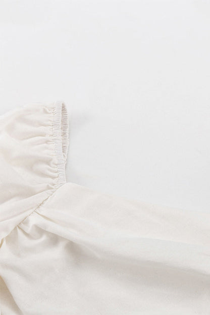 Conjunto de dos piezas sexy de manga larga con cuello cuadrado y pliegues de frenillo liso