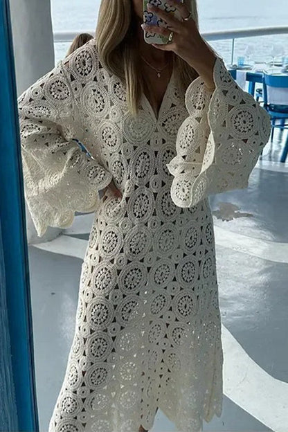 Vestidos sexis de falda de un solo paso con escote en V y bordados sólidos