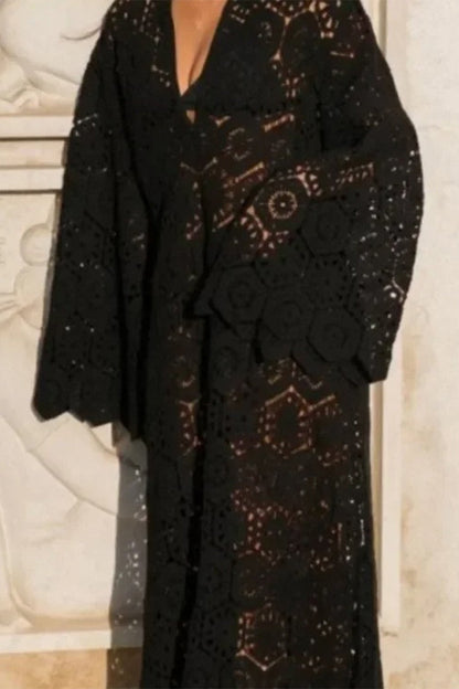 Vestidos sexis de falda de un solo paso con escote en V y bordados sólidos