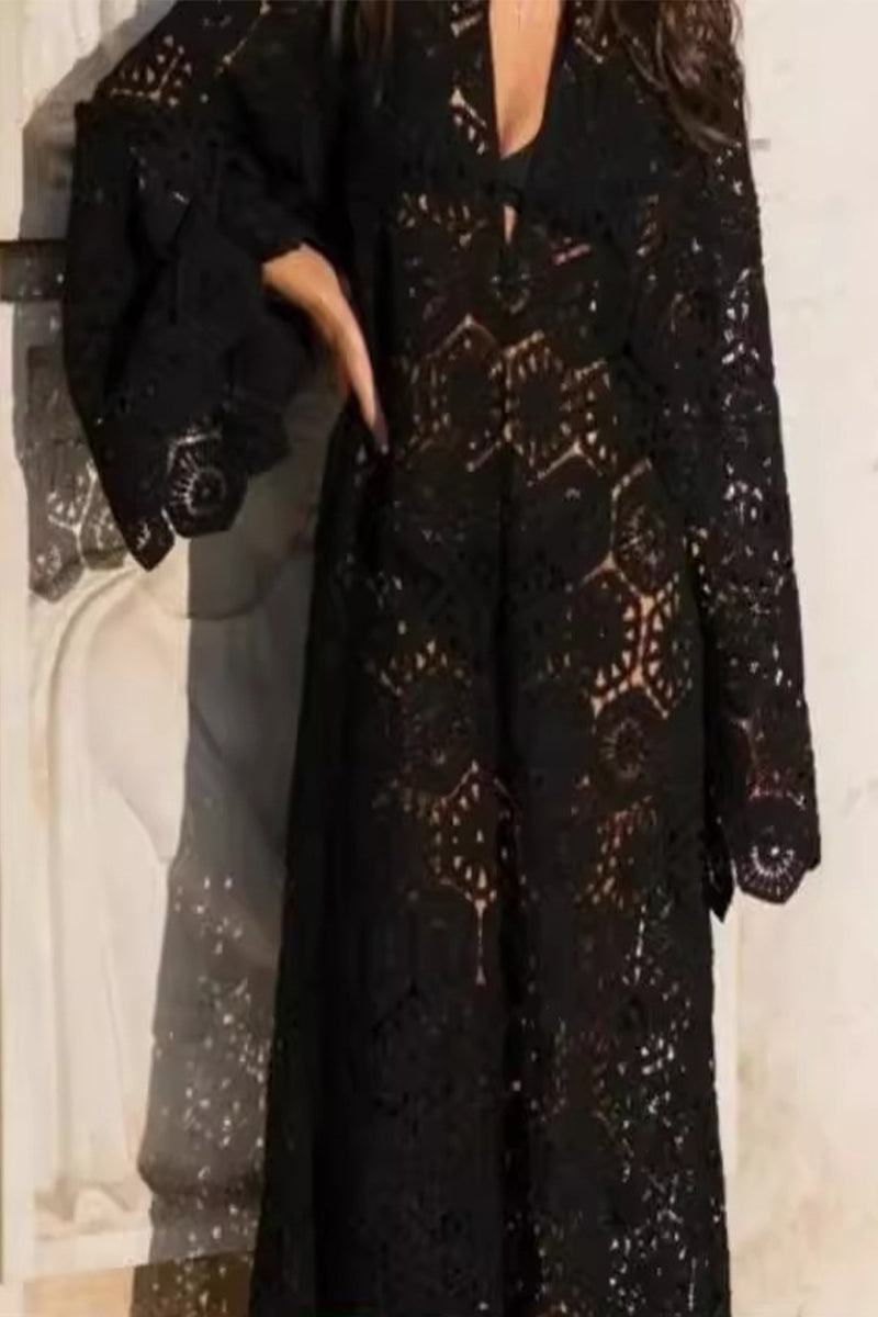 Vestidos sexis de falda de un solo paso con escote en V y bordados sólidos